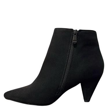 REDZ WOMENS POINTED TOE ZIP ANKLE BOOT - BLACK SUEDE